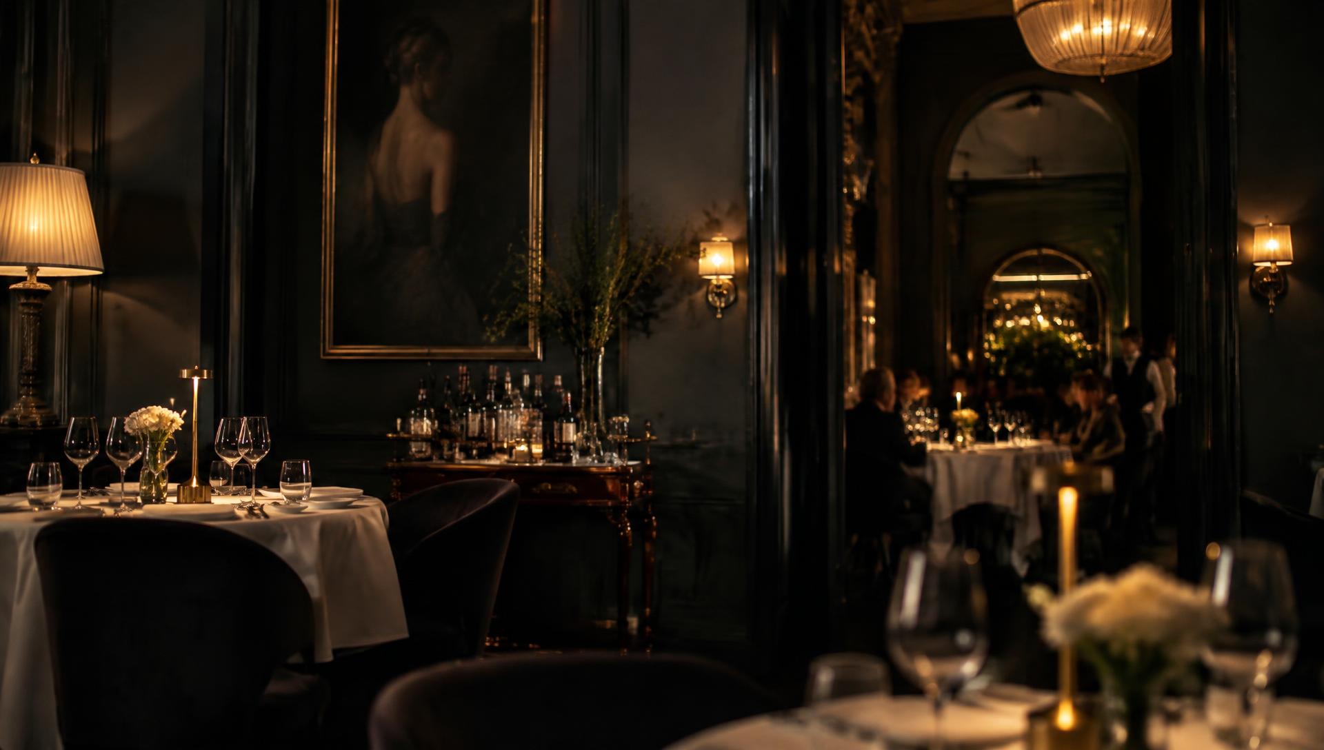 Candlelit dining room at Maison Ember